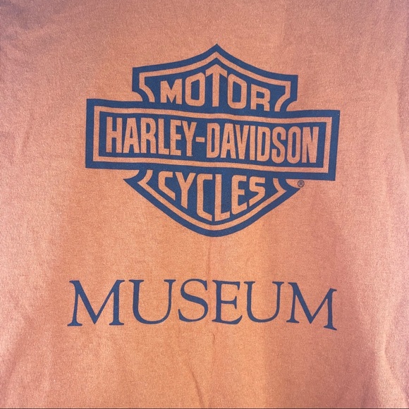 HARLEY DAVIDSON Milwaukee Museum Orange Tee Mens L - Picture 2 of 4